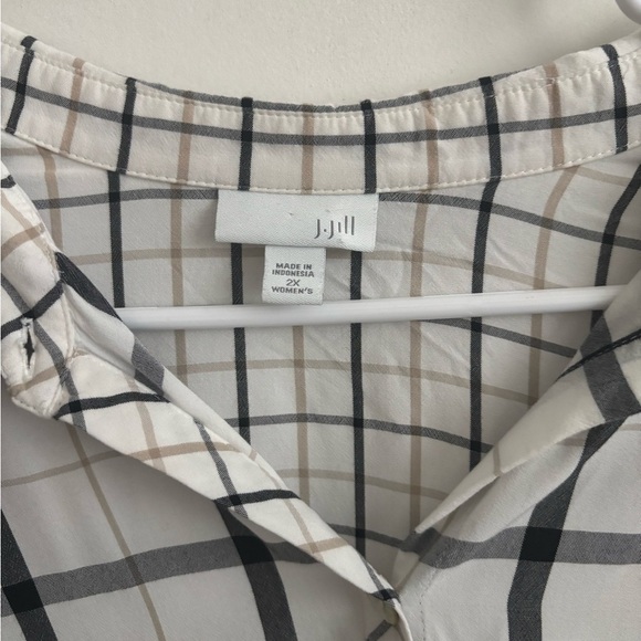 J.Jill Women’s Button up 2X Plaid Blouse Minimalist Workwear Mature Classic - Picture 3 of 6